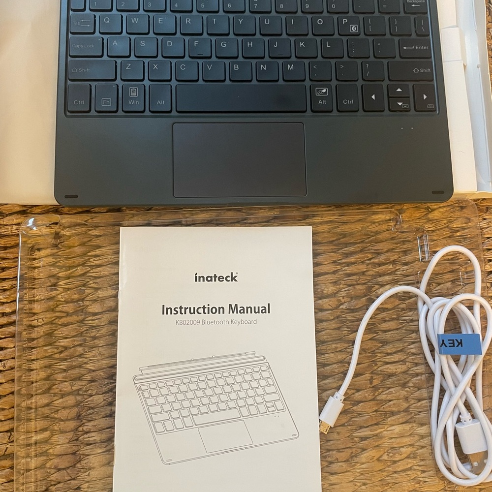 Inateck Wireless Bluetooth Keyboard with Manual and Charging Cable